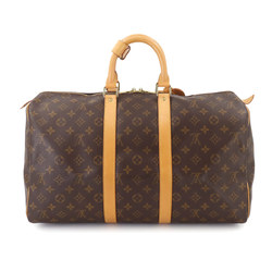 Louis Vuitton Monogram Keepall 45 Boston Bag Brown Gold Hardware M41428