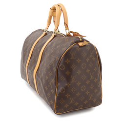 Louis Vuitton Monogram Keepall 45 Boston Bag Brown Gold Hardware M41428