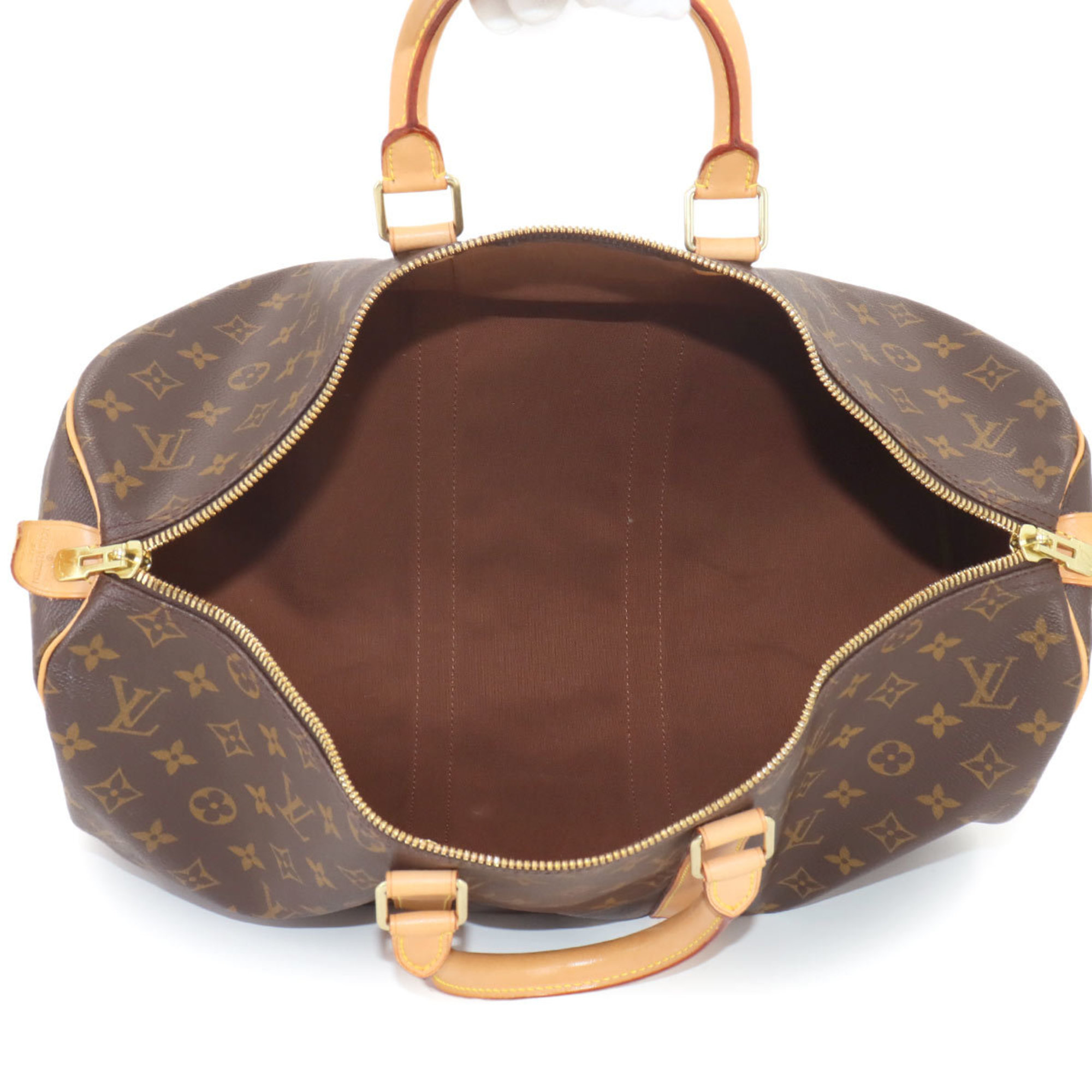 Louis Vuitton Monogram Keepall 45 Boston Bag Brown Gold Hardware M41428