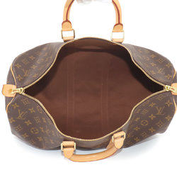 Louis Vuitton Monogram Keepall 45 Boston Bag Brown Gold Hardware M41428