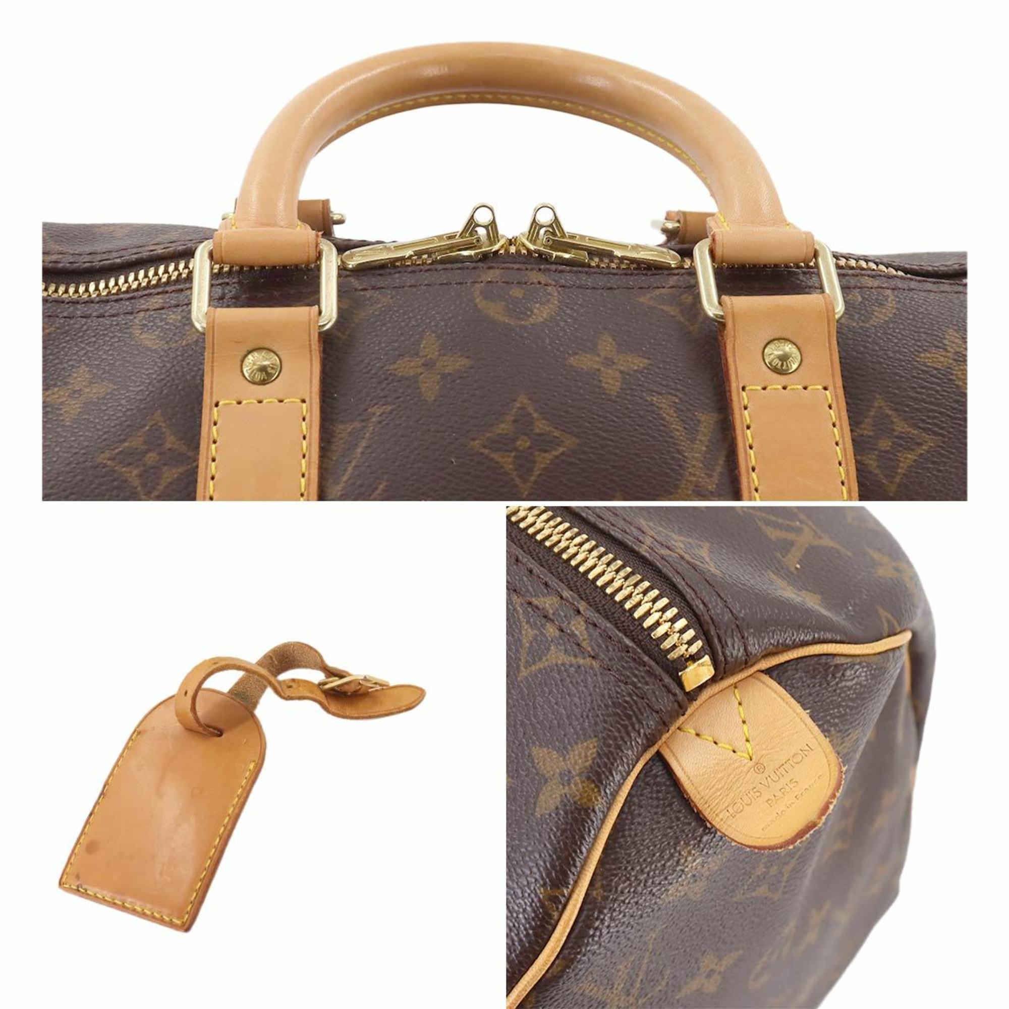 Louis Vuitton Monogram Keepall 45 Boston Bag Brown Gold Hardware M41428