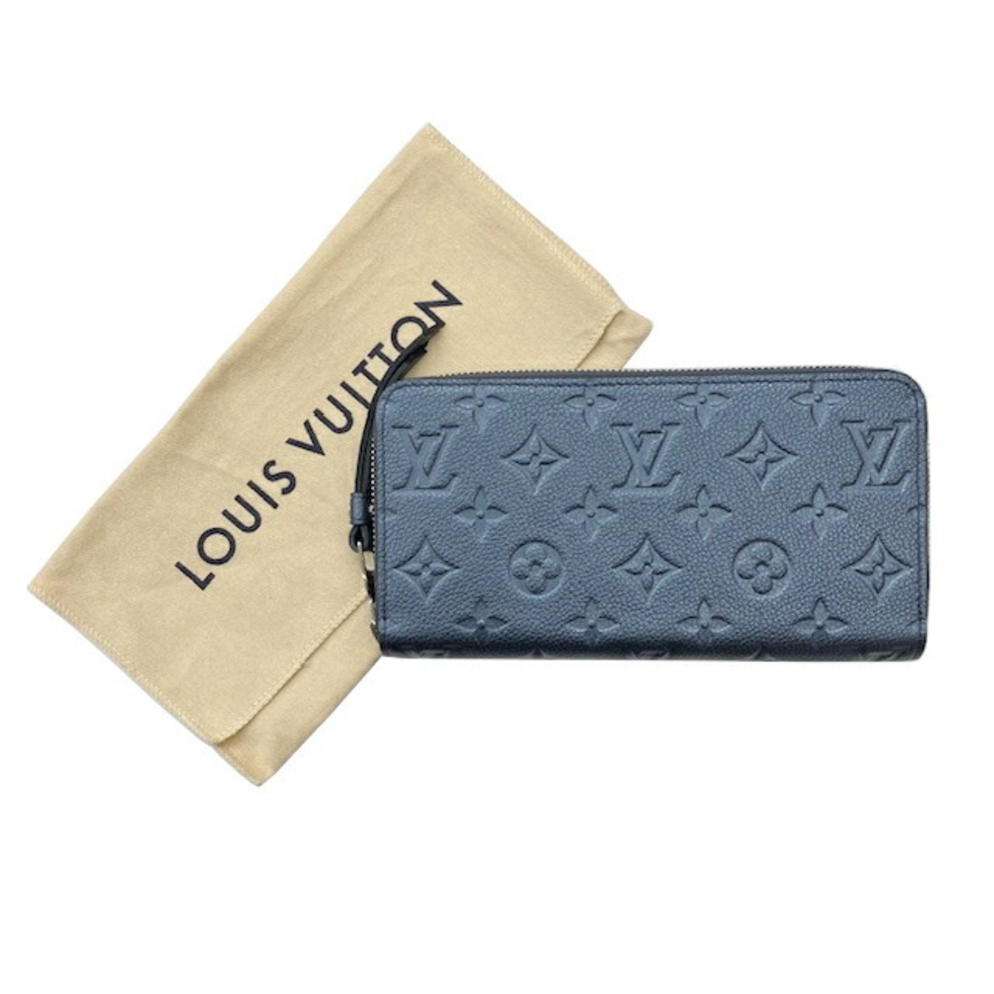 LOUIS VUITTON Louis Vuitton Monogram Empreinte Zippy Wallet M80958 RFID Metallic Blue Long Leather Women Men