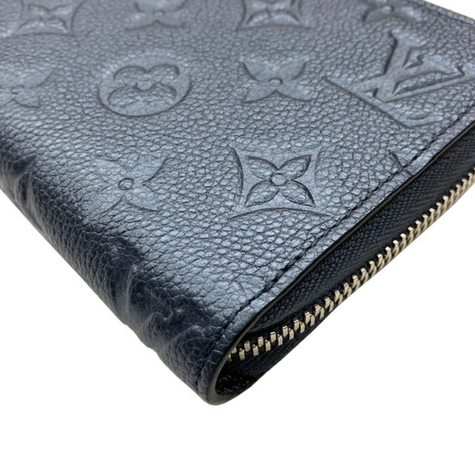 LOUIS VUITTON Louis Vuitton Monogram Empreinte Zippy Wallet M80958 RFID Metallic Blue Long Leather Women Men