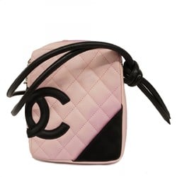 Chanel Shoulder Bag Cambon Lambskin Pink Black Women's