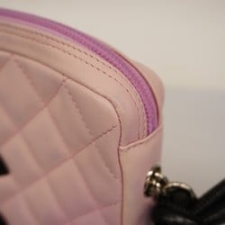 Chanel Shoulder Bag Cambon Lambskin Pink Black Women's