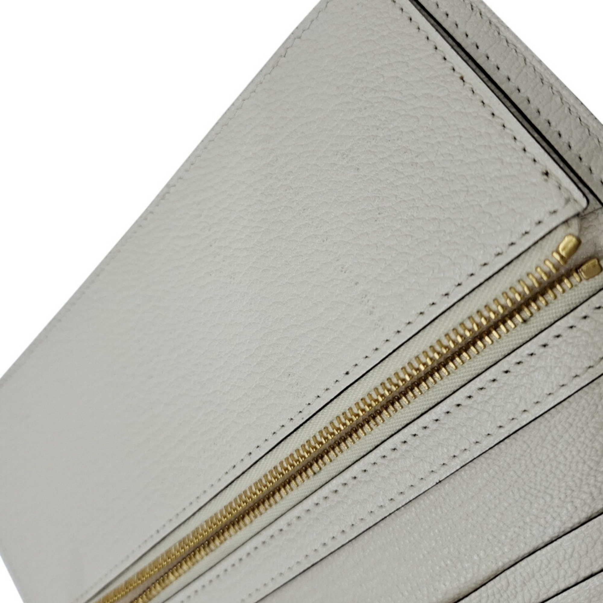 HERMES Bearn Soufflet Chevre Mushroom 2-fold long wallet with U stamp, 2022, white, H, for women and men