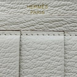 HERMES Bearn Soufflet Chevre Mushroom 2-fold long wallet with U stamp, 2022, white, H, for women and men