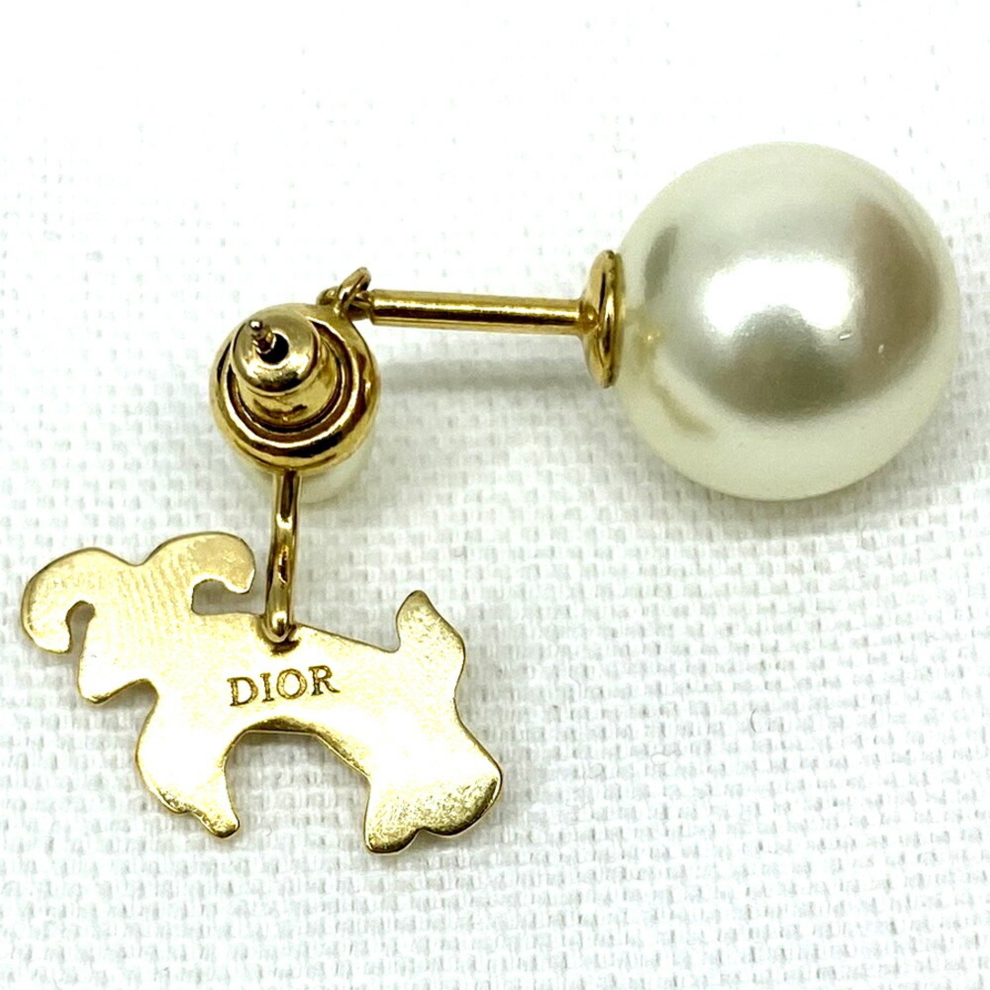 Christian Dior earrings, rhinestone, pearl, sheep, Aries, constellation, animal, single ear