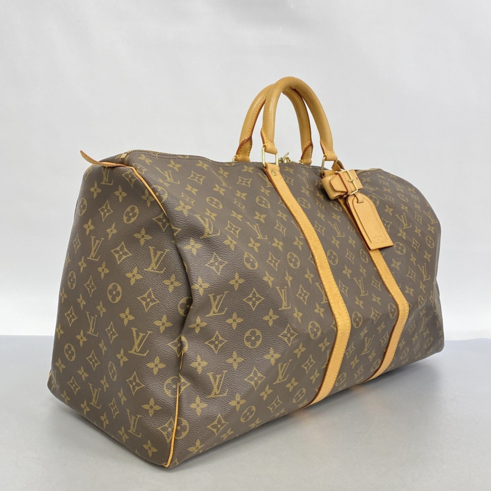 Louis Vuitton Boston Bag Monogram Keepall 55 M41424 Brown Men's Women's