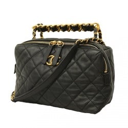 Chanel Shoulder Bag Matelasse Chain Leather Black Women's