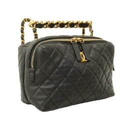 Chanel Shoulder Bag Matelasse Chain Leather Black Women's