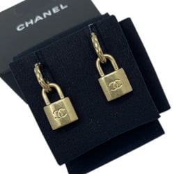 CHANEL Padlock Earrings, Champagne Gold, Alloy, Women's