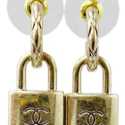 CHANEL Padlock Earrings, Champagne Gold, Alloy, Women's