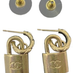 CHANEL Padlock Earrings, Champagne Gold, Alloy, Women's