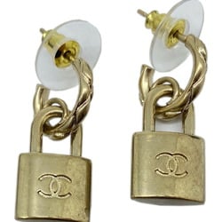 CHANEL Padlock Earrings, Champagne Gold, Alloy, Women's