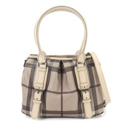 Burberry Smoked Check 2way Hand Shoulder Bag PVC Leather Beige Brown 3690429