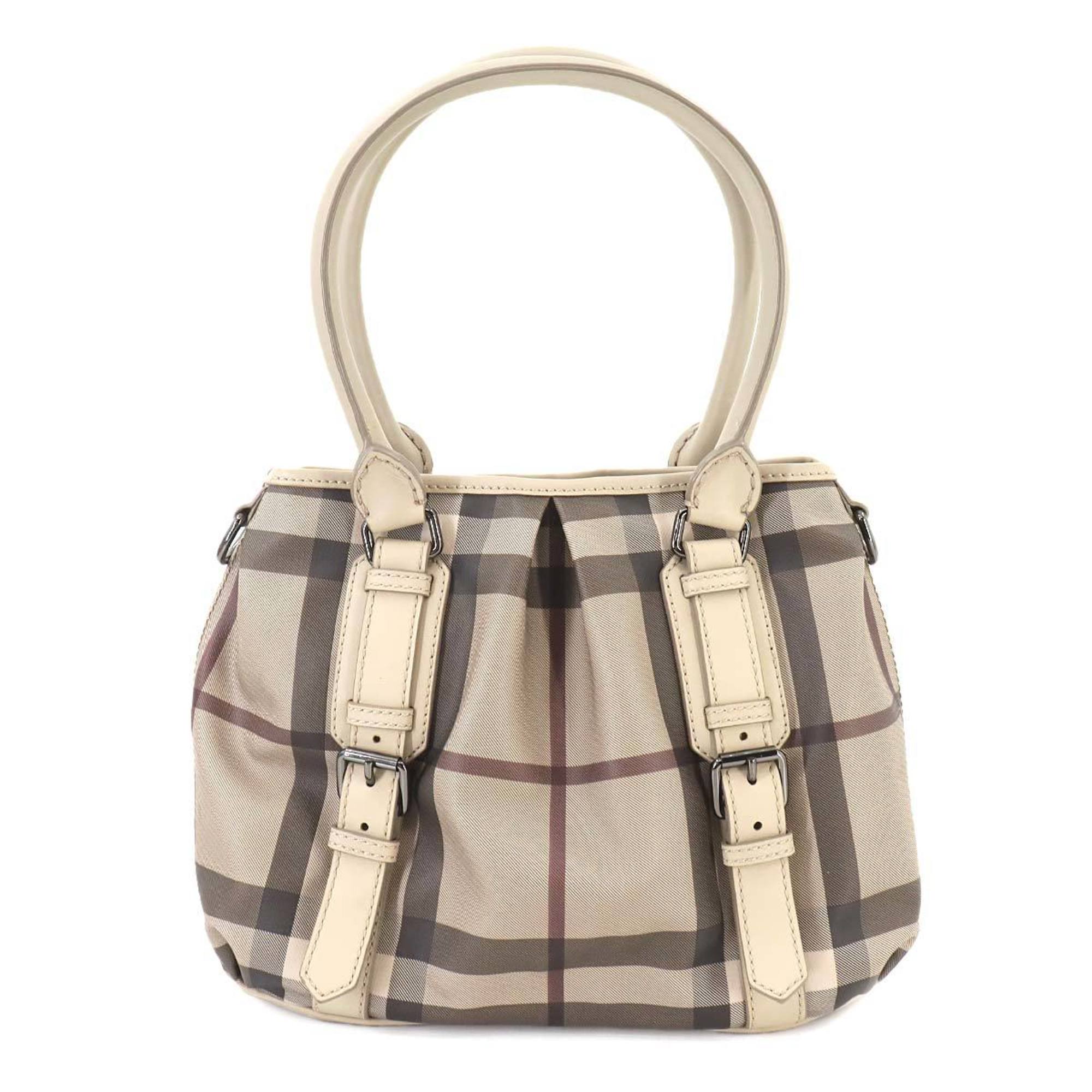 Burberry Smoked Check 2way Hand Shoulder Bag PVC Leather Beige Brown 3690429