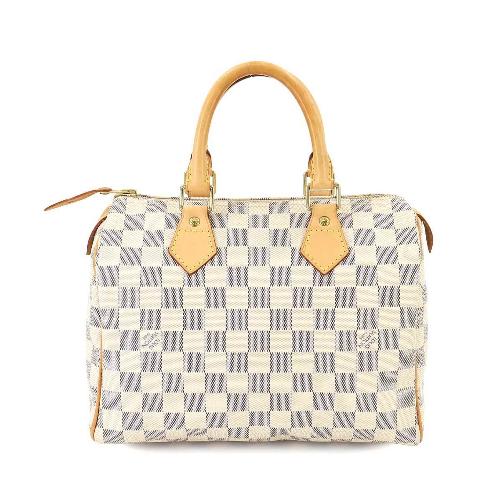 Louis Vuitton Damier Azur Speedy 25 Handbag N41534 White Gold Hardware