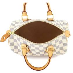 Louis Vuitton Damier Azur Speedy 25 Handbag N41534 White Gold Hardware