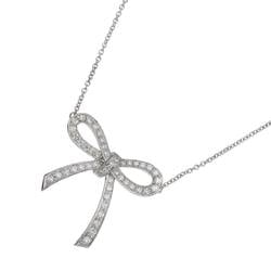 Tiffany & Co. Bow Diamond Necklace 38cm Pt Platinum Ribbon