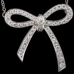 Tiffany & Co. Bow Diamond Necklace 38cm Pt Platinum Ribbon