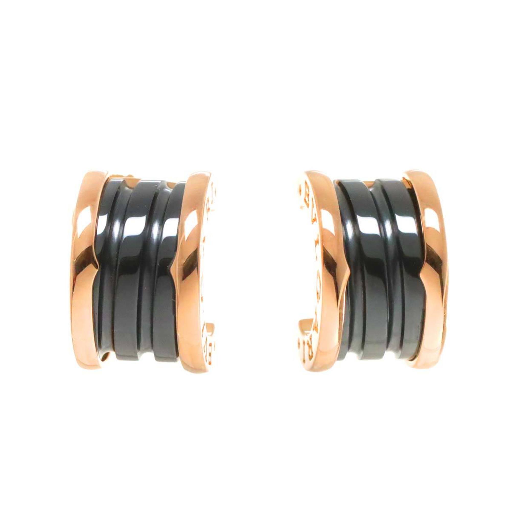 BVLGARI B-ZERO1 Earrings Black Ceramic K18 PG Pink Gold 750 Pierced