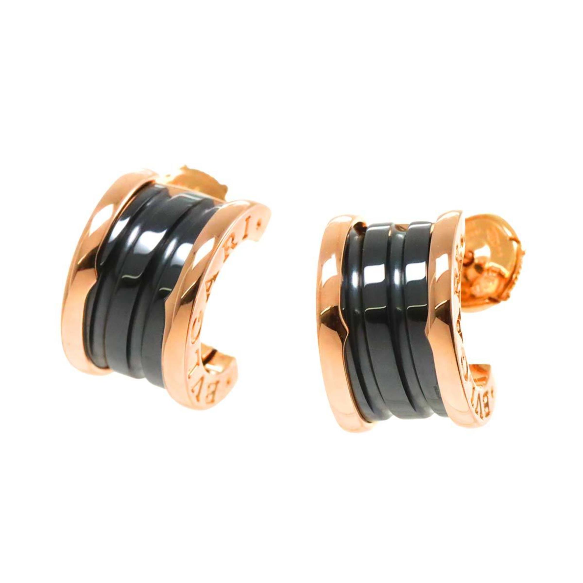 BVLGARI B-ZERO1 Earrings Black Ceramic K18 PG Pink Gold 750 Pierced