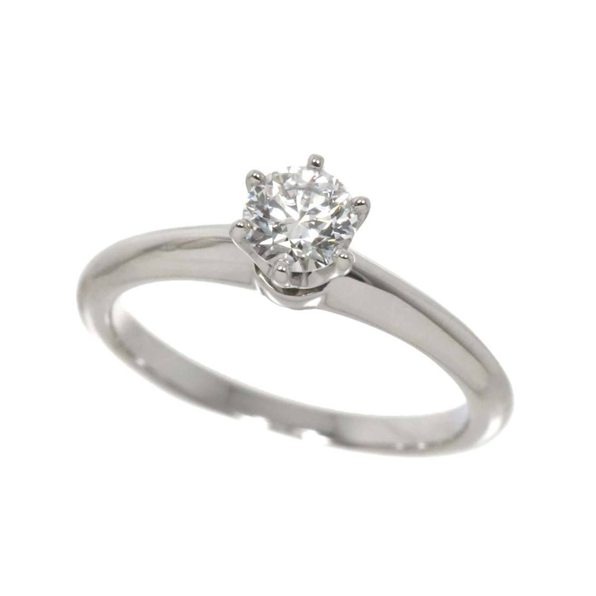 Tiffany & Co. Solitaire Diamond 0.34ct F/VS2/3EX Size 6.5 Ring Pt Platinum