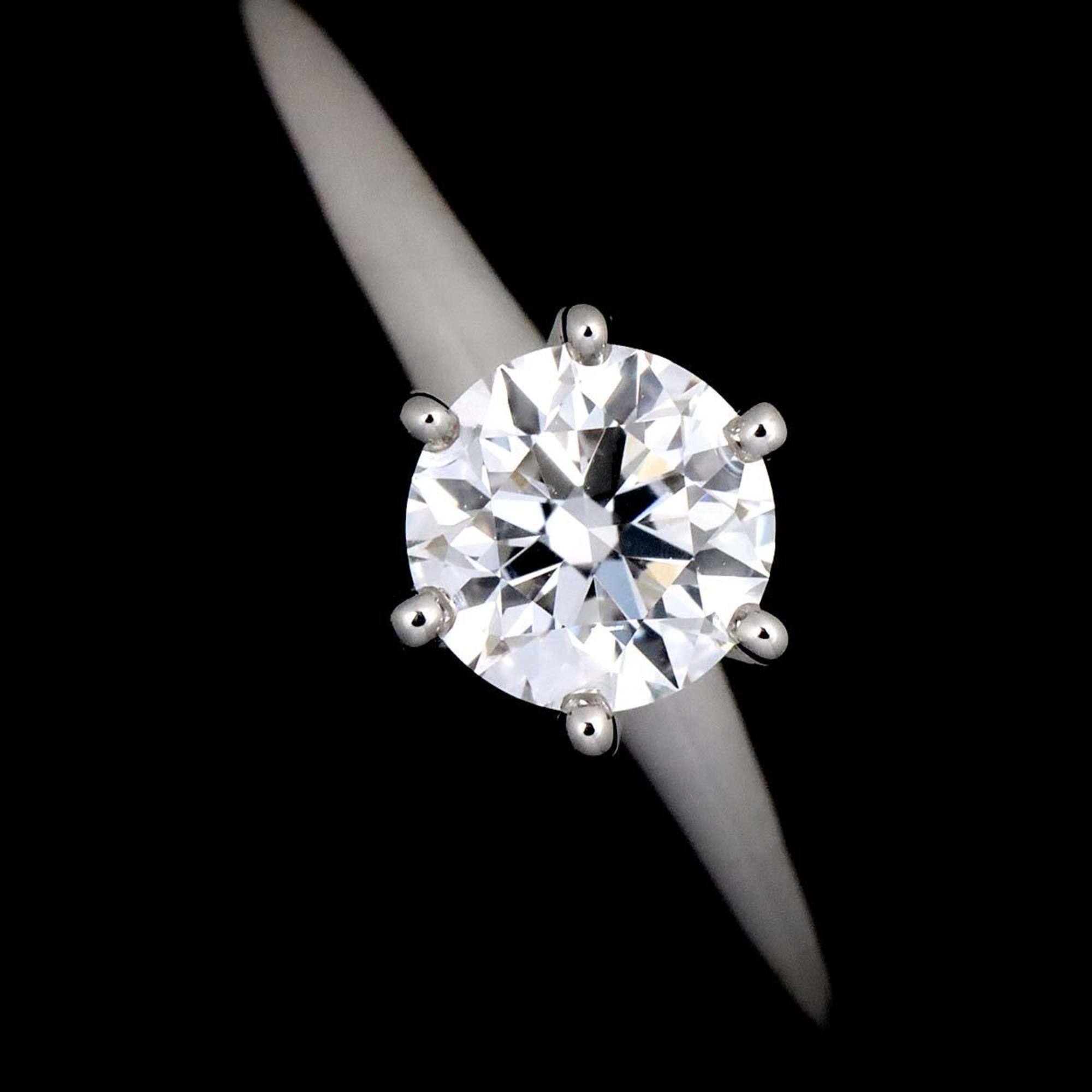 Tiffany & Co. Solitaire Diamond 0.34ct F/VS2/3EX Size 6.5 Ring Pt Platinum