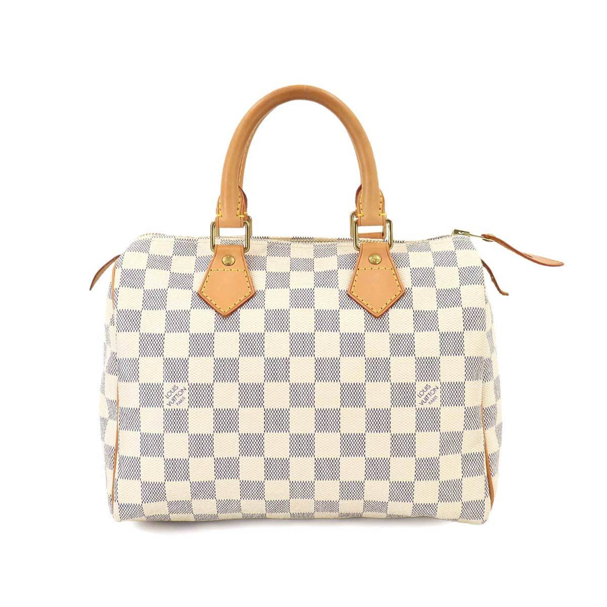 Louis Vuitton Damier Azur Speedy 25 Handbag N41534 White Gold Hardware