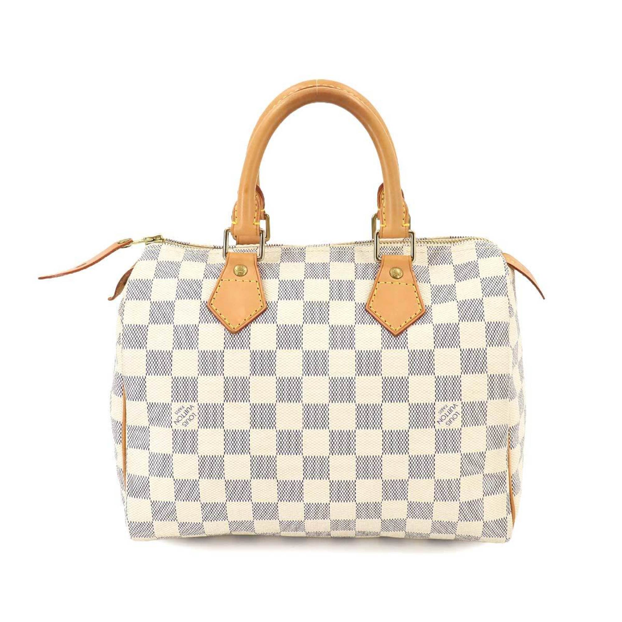 Louis Vuitton Damier Azur Speedy 25 Handbag N41534 White Gold Hardware