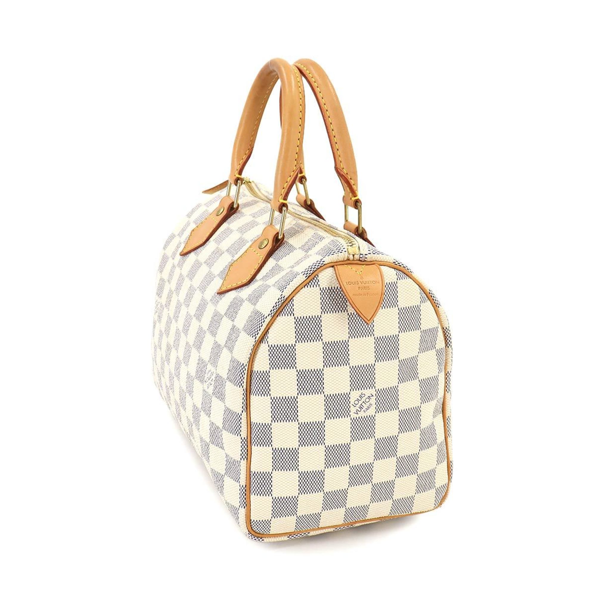 Louis Vuitton Damier Azur Speedy 25 Handbag N41534 White Gold Hardware