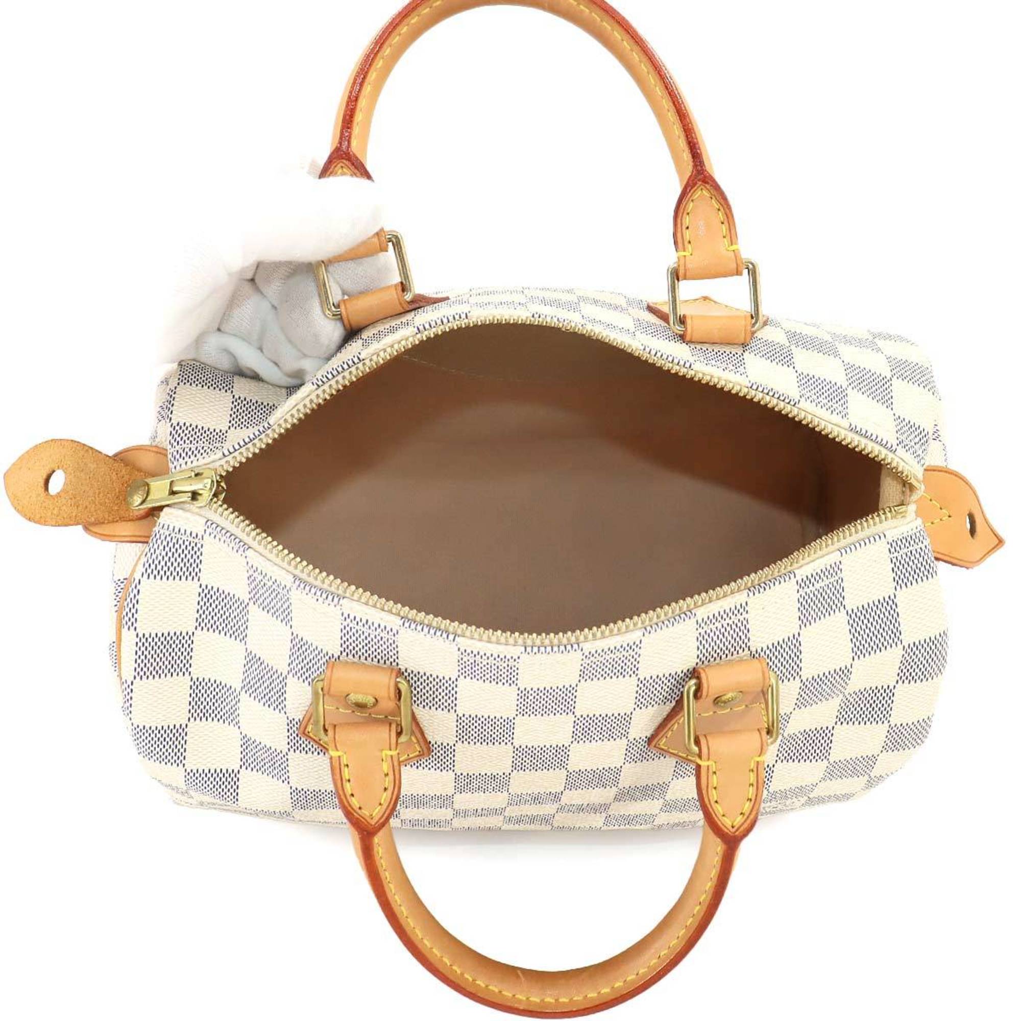 Louis Vuitton Damier Azur Speedy 25 Handbag N41534 White Gold Hardware