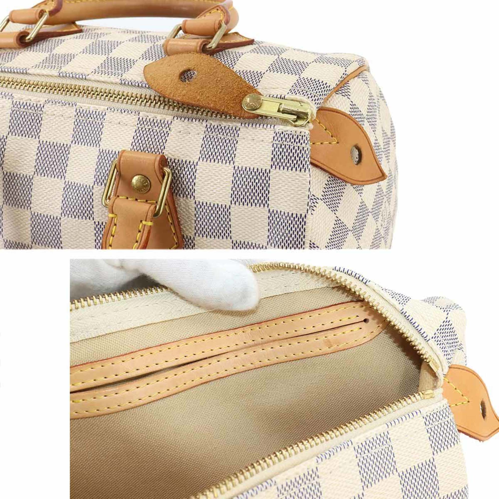 Louis Vuitton Damier Azur Speedy 25 Handbag N41534 White Gold Hardware