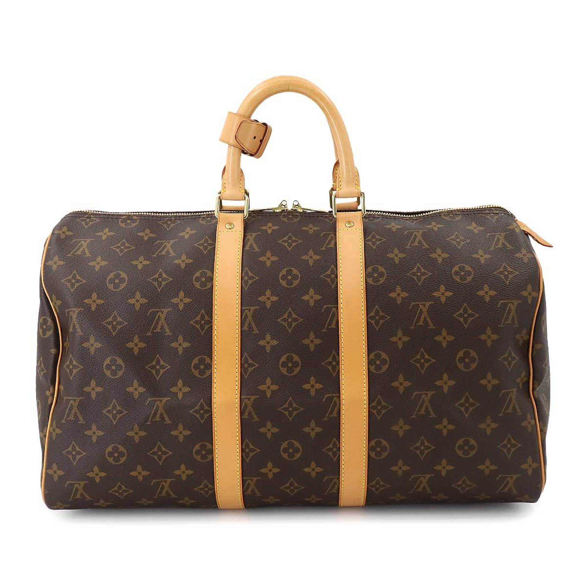 Louis Vuitton Monogram Keepall 45 Boston Bag Brown M41428