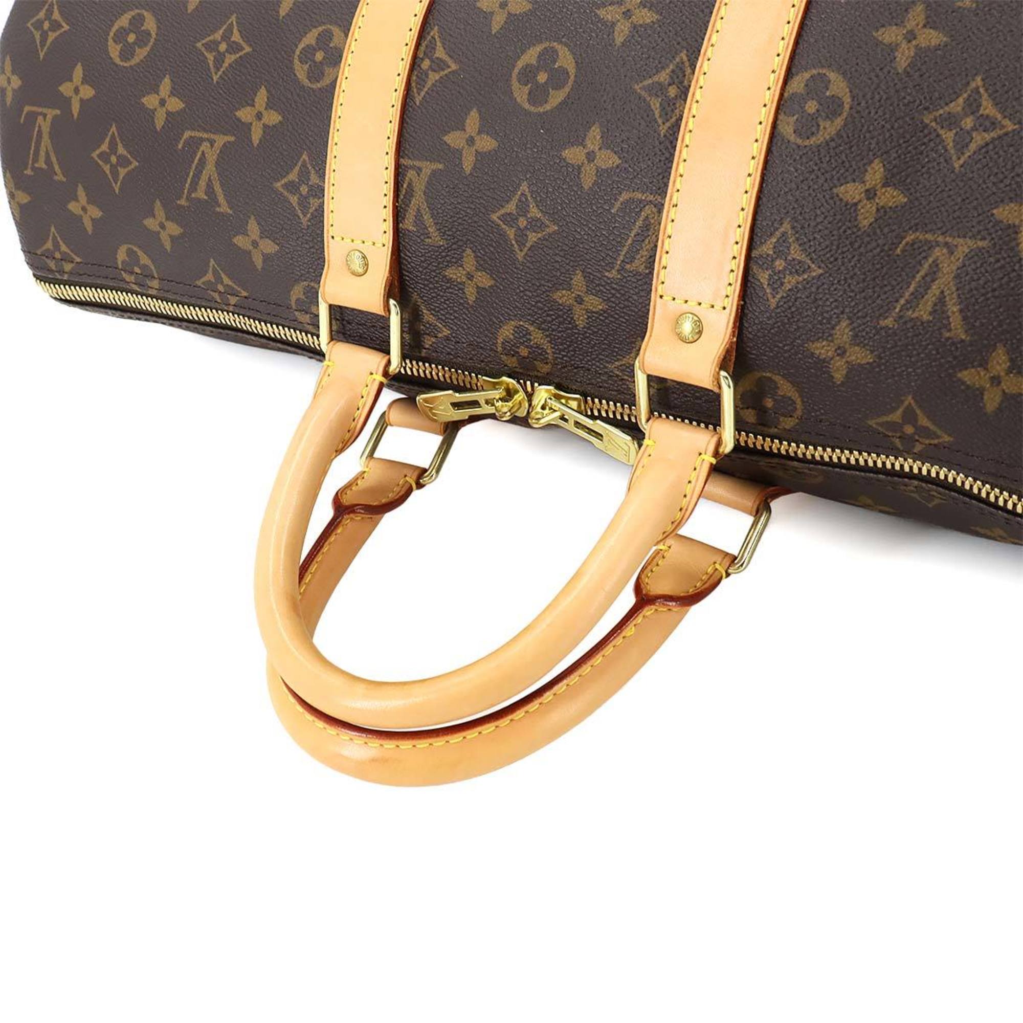 Louis Vuitton Monogram Keepall 45 Boston Bag Brown M41428