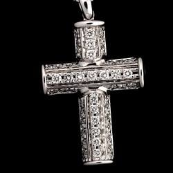 BVLGARI Latin Cross Diamond Necklace 52cm K18 WG White Gold 750