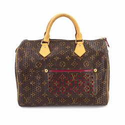 LOUIS VUITTON Monogram Perforated Speedy 30 Handbag Brown Fuchsia M95180