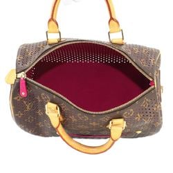 LOUIS VUITTON Monogram Perforated Speedy 30 Handbag Brown Fuchsia M95180