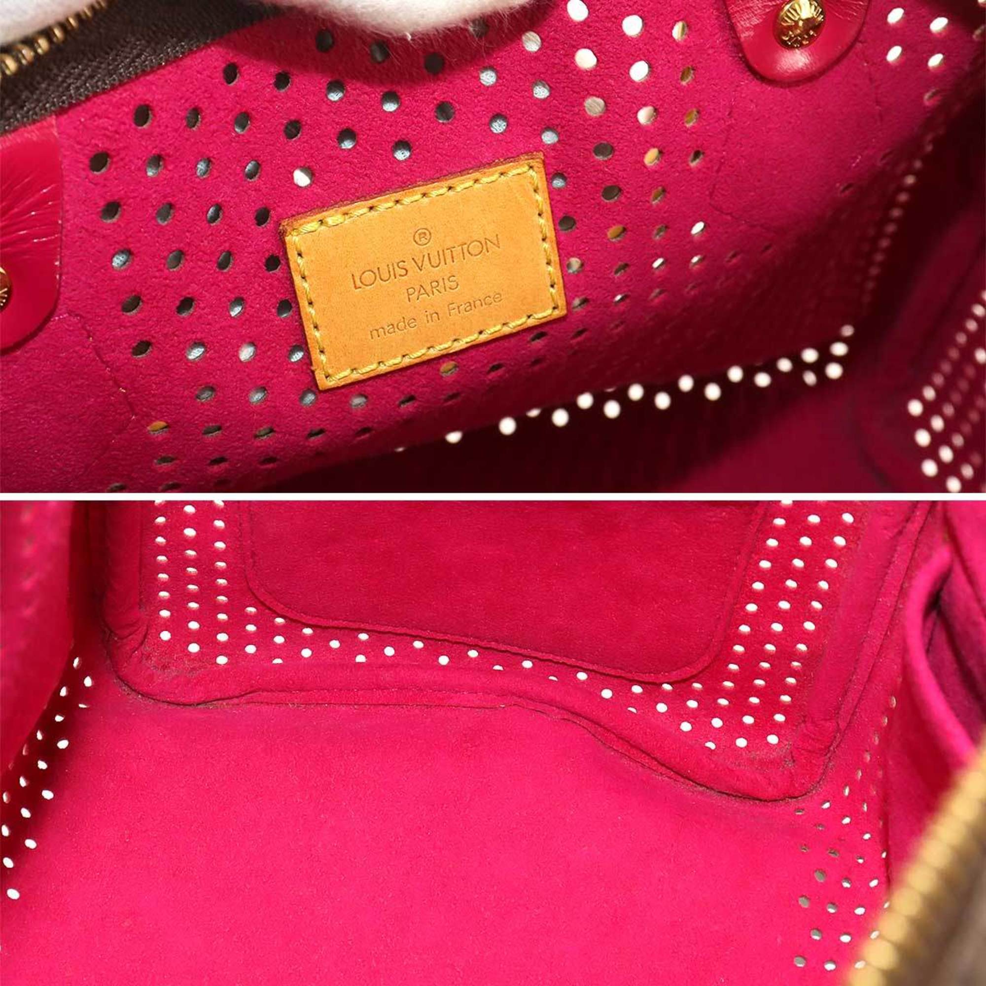 LOUIS VUITTON Monogram Perforated Speedy 30 Handbag Brown Fuchsia M95180