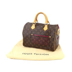 LOUIS VUITTON Monogram Perforated Speedy 30 Handbag Brown Fuchsia M95180