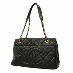 Chanel Shoulder Bag Matelasse Chain Caviar Skin Black Women's