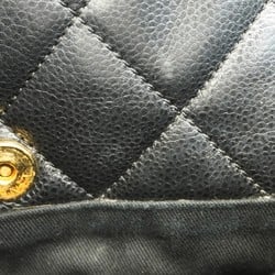 Chanel Shoulder Bag Matelasse Chain Caviar Skin Black Women's