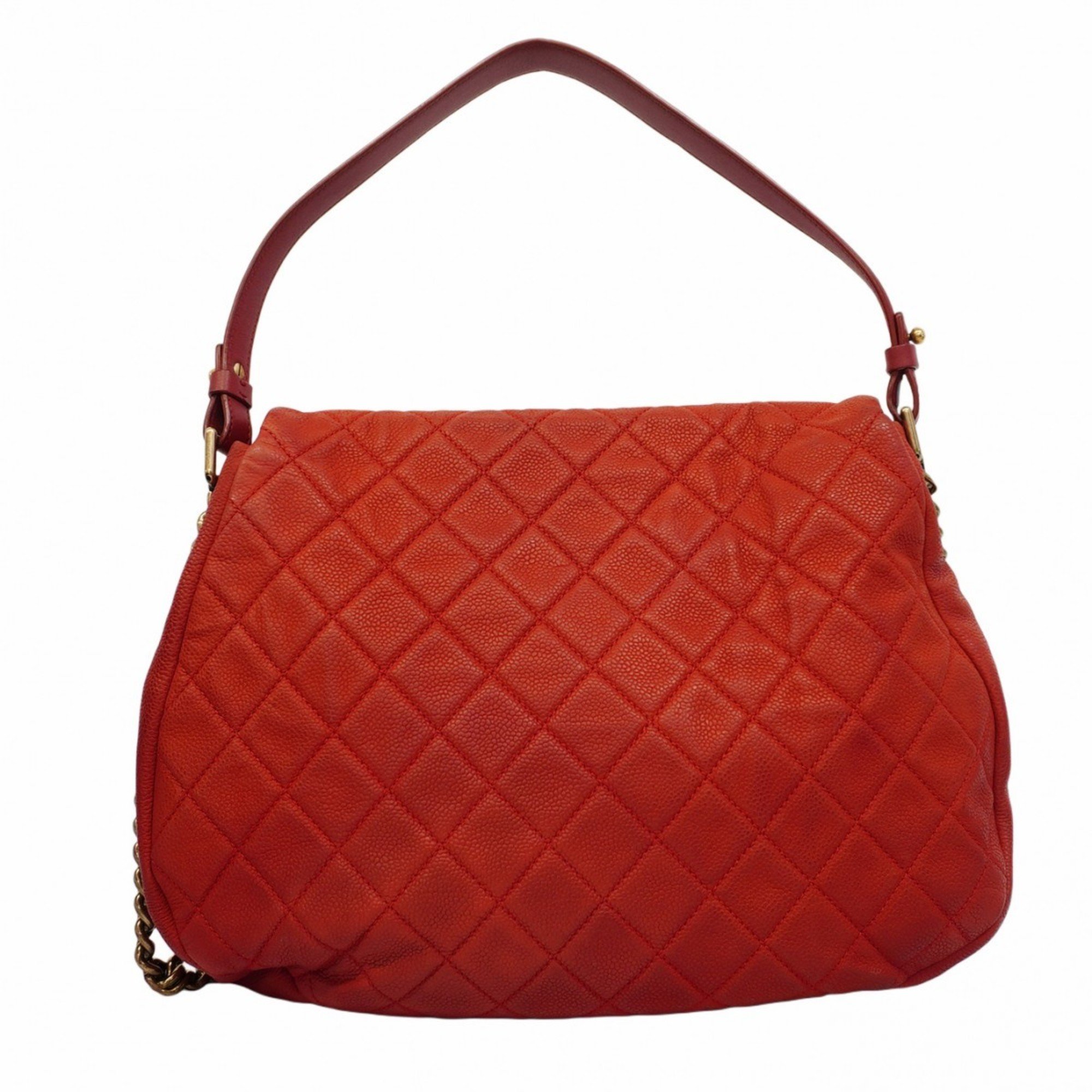 Chanel Shoulder Bag Matelasse Chain Caviar Skin Red Women's