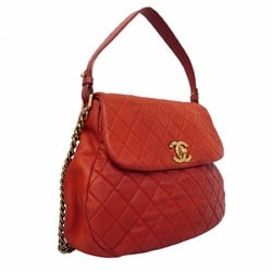 Chanel Shoulder Bag Matelasse Chain Caviar Skin Red Women's