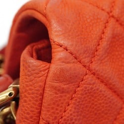 Chanel Shoulder Bag Matelasse Chain Caviar Skin Red Women's