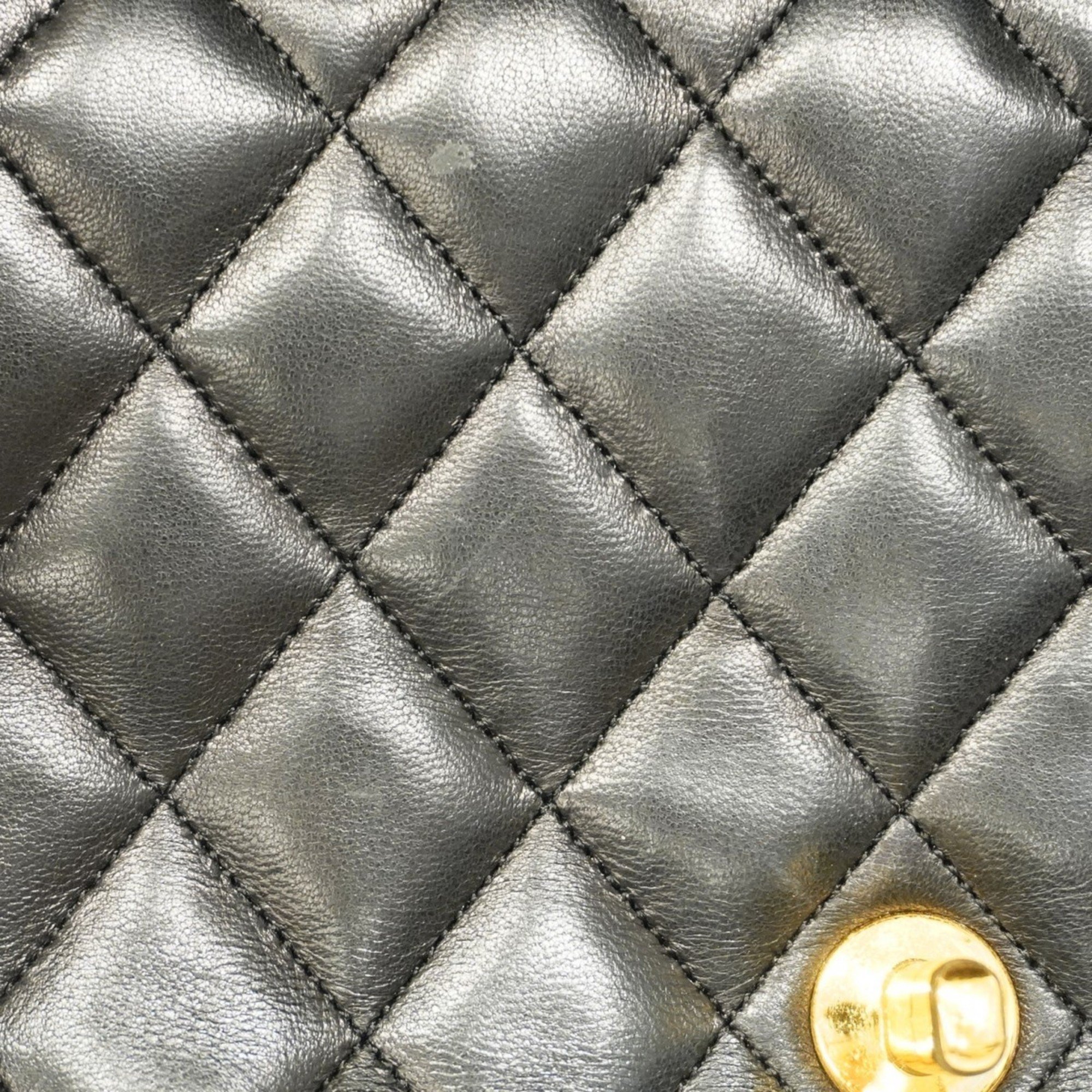 Chanel Shoulder Bag Matelasse Chain Lambskin Black Women's