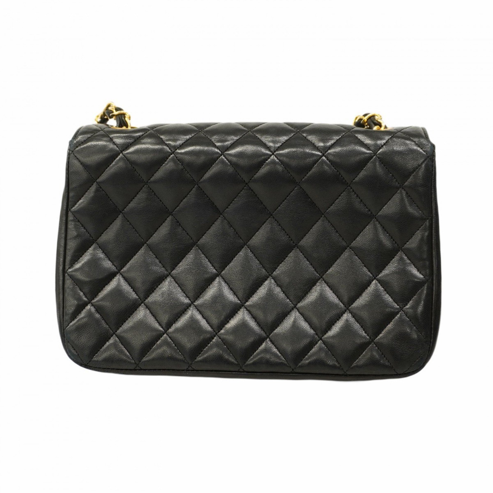 Chanel Shoulder Bag Matelasse Chain Lambskin Black Women's