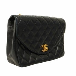 Chanel Shoulder Bag Matelasse Chain Lambskin Black Women's