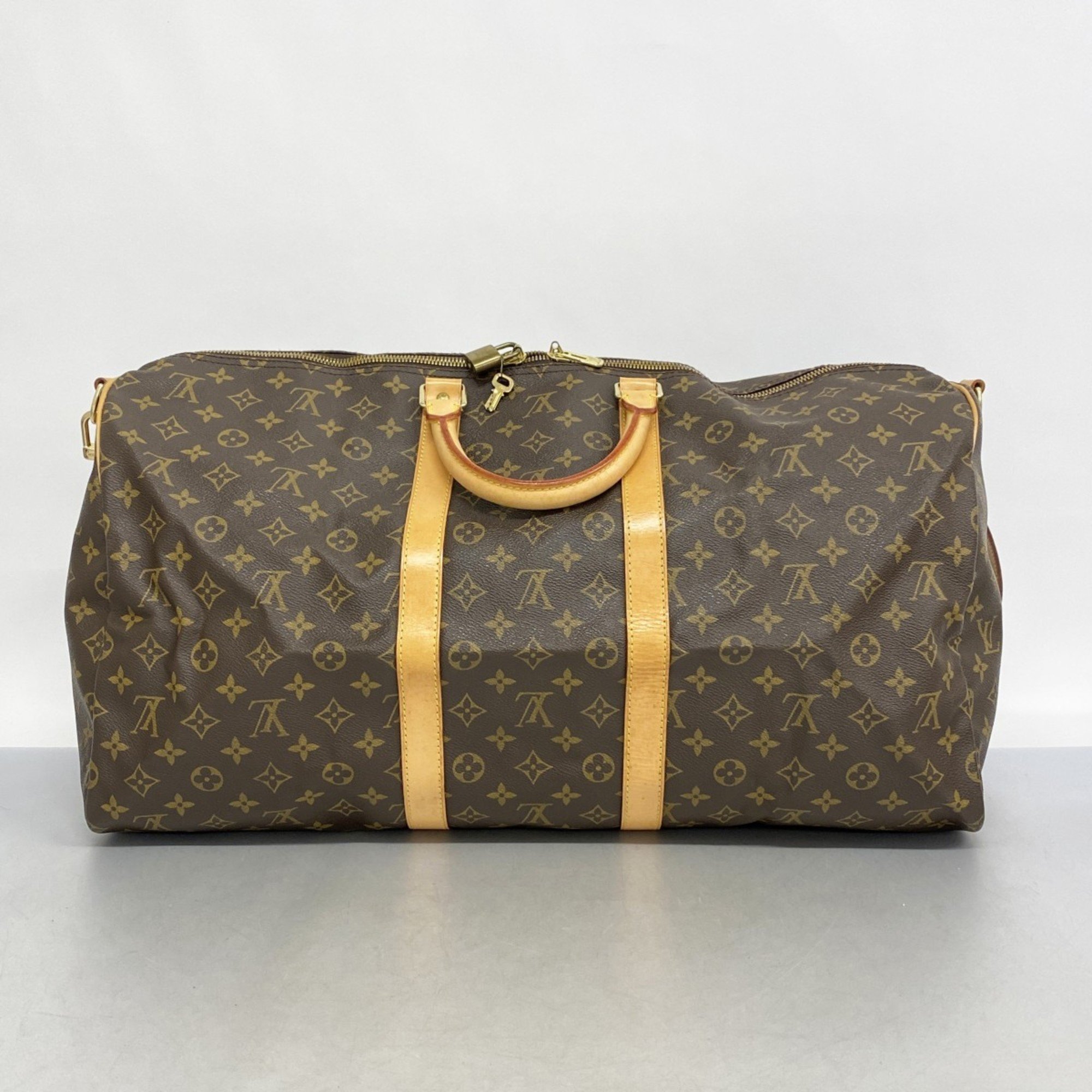 Louis Vuitton Boston Bag Monogram Keepall Bandouliere 55 M41414 Brown Men's Women's